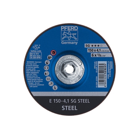 Pferd 6" x 1/8 Grinding Wheel, 5/8-11 Thd. - SG STEEL - Type 27 63408